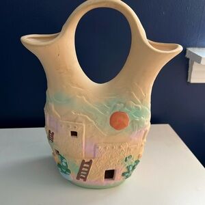 Vintage Native American Southwestern Cut-Out Pottery Wedding Vase